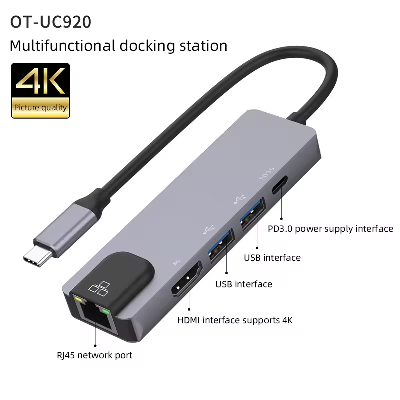 Αντάπτορας 5 σε 1 RJ45 USB3.0x2 PD 4K 60HZ HDTV - Image 3