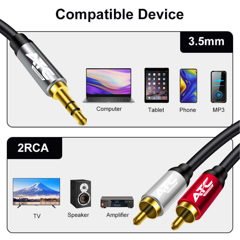 ATC HQ 3.5mm M/ 2 X RCA Cable 1.5m - Image 3