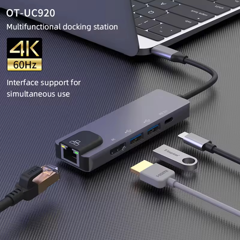 Αντάπτορας 5 σε 1 RJ45 USB3.0x2 PD 4K 60HZ HDTV - Image 5