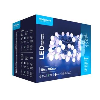 Modee Lighting Χριστουγεννιάτικα Λαμπάκια LEDΤύπου Berry με Αντάπτορα (100LED/10m/10cm) Ψυχρό Λευκό