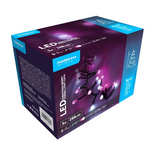 Modee Χριστουγεννίατικα Φωτάκια LED Τύπου Berry με Αντάπτορα (576LED/6m) Θερμό Λευκό - Image 3