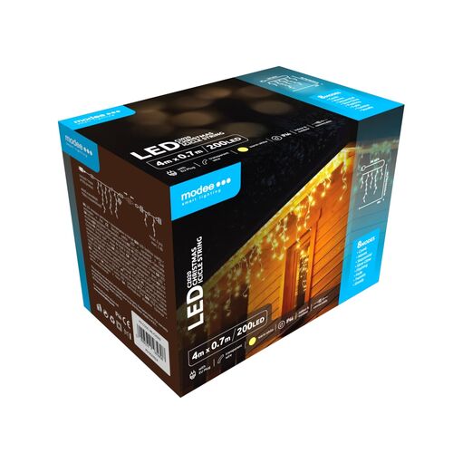 Modee Χριστουγεννιάτικα Φωτάκια LED με Αντάπτορα & Δυνατότητα Επέκτασης (200LED/4m/H70cm) Θερμό Λευκό - Image 3