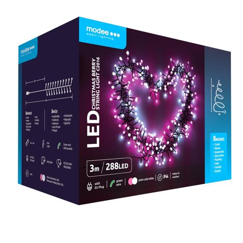 Modee Χριστουγεννίατικα Φωτάκια LED Τύπου Berry με Αντάπτορα (576LED/6m) Θερμό Λευκό - Image 2