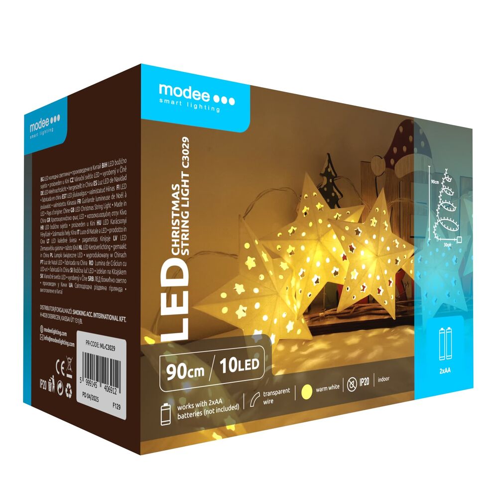 Modee Χριστουγεννιάτικα Διακοσμητικά Φωτάκια LED Μπαταρίας (10LED/120cm/10cm) Θερμό Λευκό - Image 2