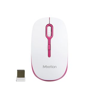 Meetion MT-R547 Ασύρματο Ποντίκι 2.4G Λευκό & Φούξια