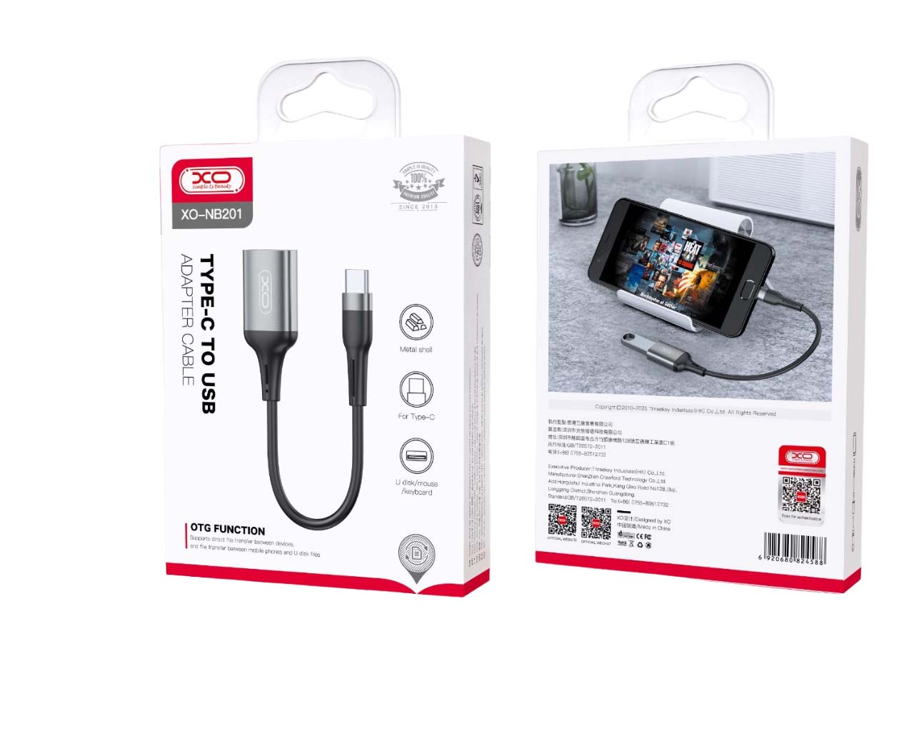XO NB201 Καλώδιο Αντάπτορας OTG USB 2.0 για Type-C (OTG function) - Image 2