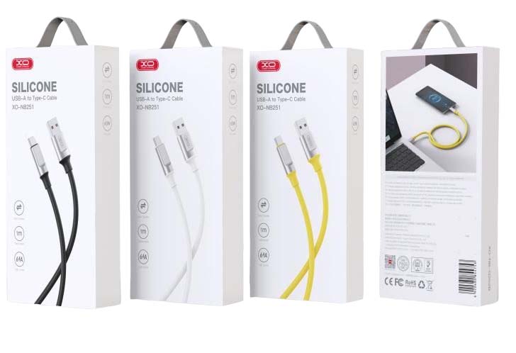 XO NB251 6A Liquid Silicone Rubber Type-c Data Cable 1m Cable Yellow - Image 3