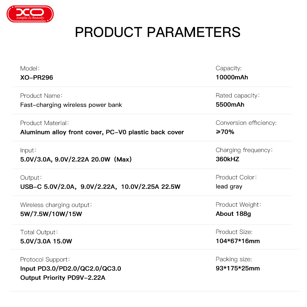 XO PR296 Powerbank Ταχείας Φόρτισης Μεταλικό με Μαγνήτη 10.000mAh Γκρι - Image 11