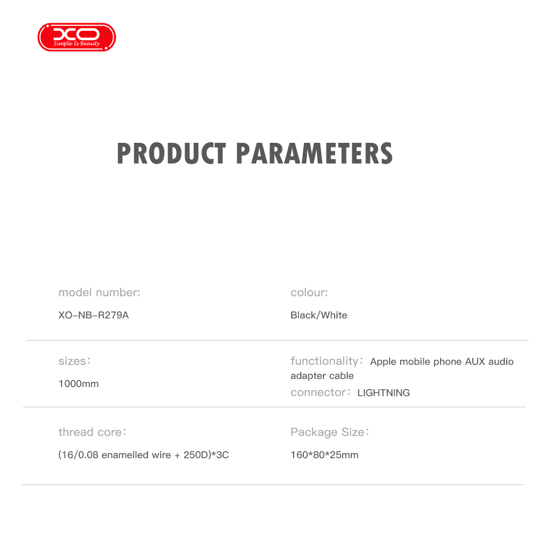 XO NB-R279A IP σε 3.5 Καλώδιο Ήχου Μαύρο 1m - Image 3