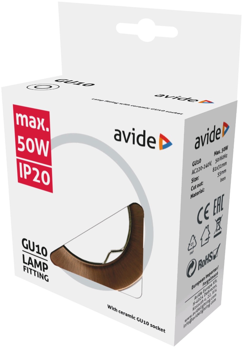 Avide GU10 Πλαίσιο Στρογγυλό Μπρονζέ - Image 2