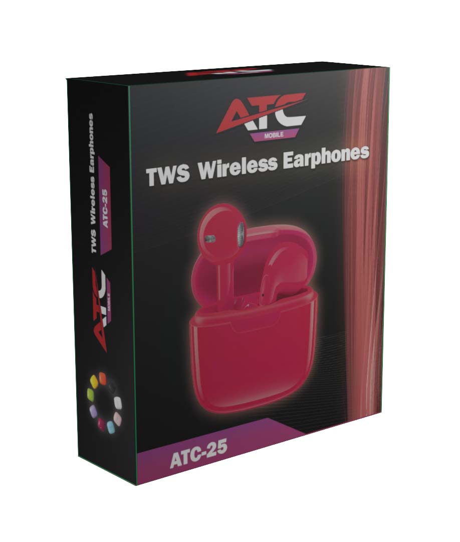 ATC-25 TWS Ασύρματα Ακουστικά Bluetooth Φούξια - Image 2