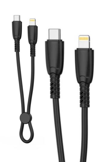 XO NB-Q248A Suluo Series Φορητό Καλώδιο Αντάπτορας Type-C σε Lightning 27W 25cm Strip Μαύρο