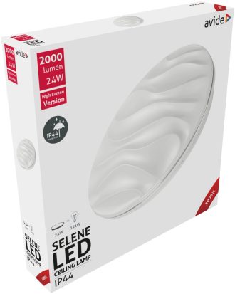 Avide LED Μοντέρνα Πλαφονιέρα Οροφής Selene 24W IP44 380x70mm Θερμό 3000K
