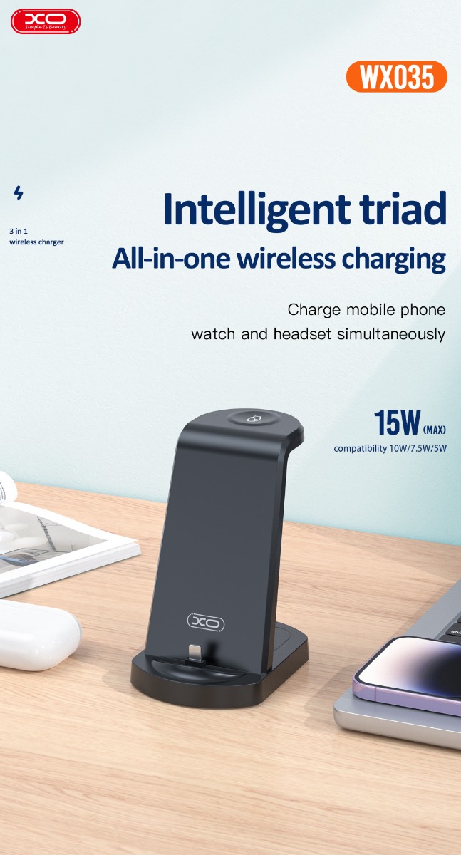 WX035 3-in-1 Multi-function Wireless Charging Black - Image 6