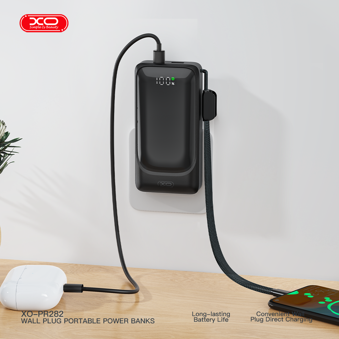 XO PR282 Powerbank Ταχείας Φόρτισης 22.5W με Πρίζα & Λουράκι Type-C 10.000mAh - Image 8
