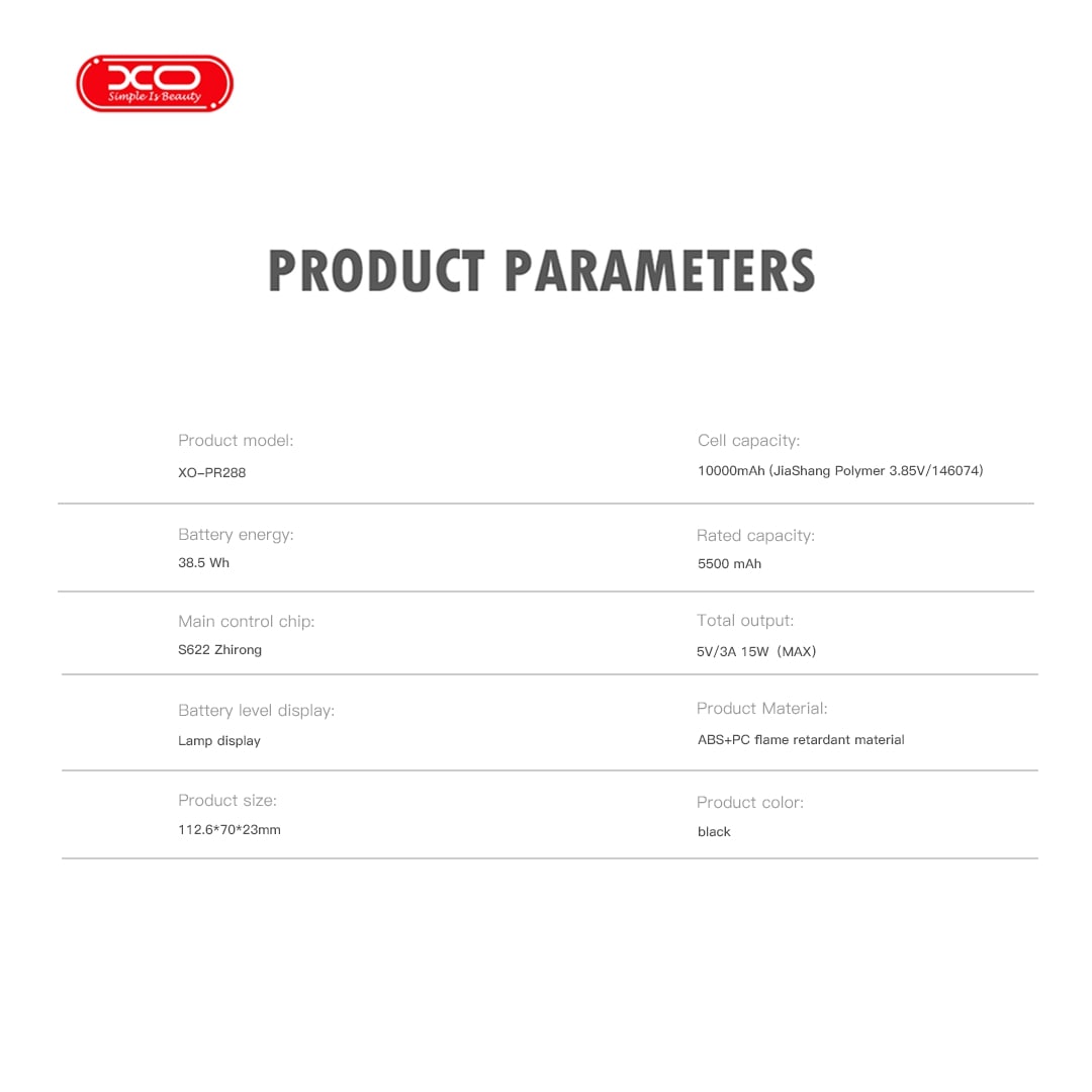 XO PR288 Powerbank Ταχείας Φόρτισης 15W με 3 Ενσωματωμένα Καλώδια & Ασύρματη Φόρτιση PD20W 10000mAh - Image 8
