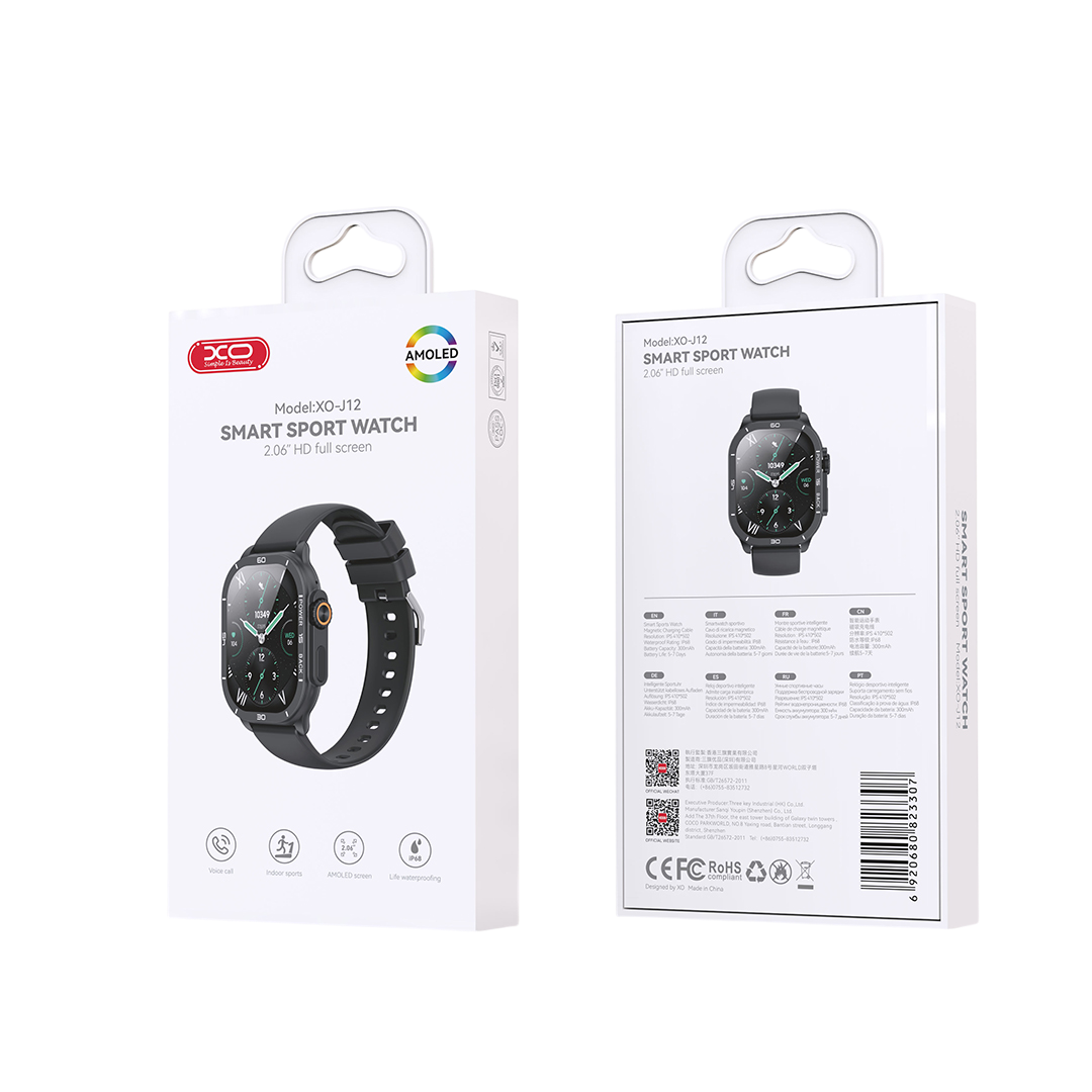 XO J12 Αθλητικό Smartwatch Ανθρακί - Image 5