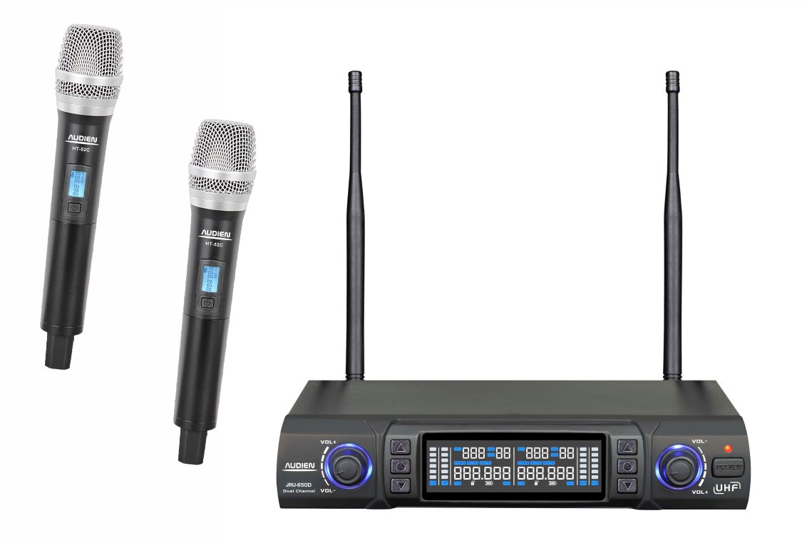 Audien Διπλό Ασύρματο Μικρόφωνο Χειρός με PLL & TRUE DIVERSITY JRU-650-B - Image 2