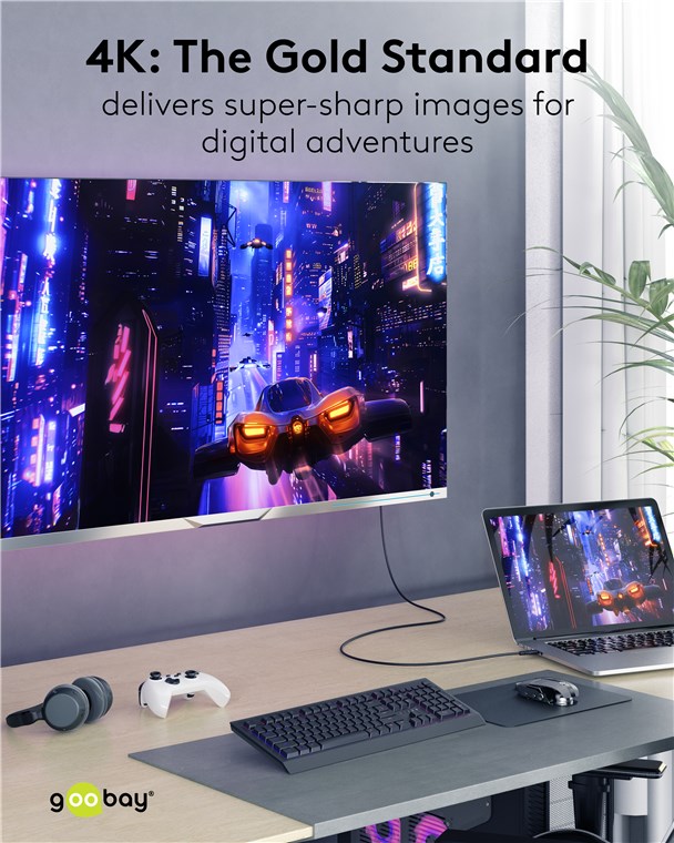 Goobay Καλώδιο HDMI Ethernet Υψηλής Ταχύτητας 4K/60Hz 18Gbit/s Μαύρο 0.5m 80096 - Image 8