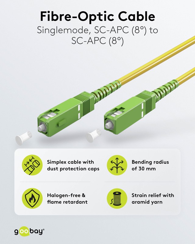 Goobay Fibre-optic Cable FTTH Singlemode OS2 Yellow 20m - Image 9