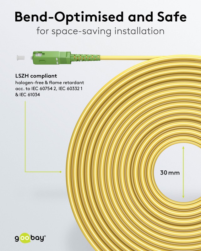 Goobay Καλώδιο Οπτικής Ίνας FTTH Μονής Λειτουργίας OS2 Κίτρινο 0.5m - Image 6