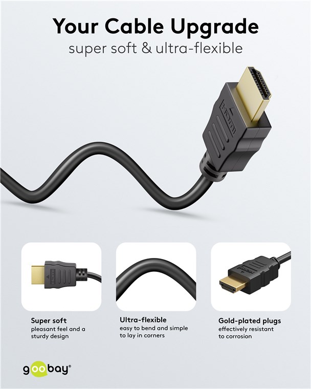 Goobay Καλώδιο HDMI Ethernet Υψηλής Ταχύτητας 4K/60Hz 18Gbit/s Μαύρο 1m 80101 - Image 7