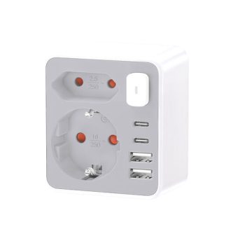 Technik Professional Πρίζα 2 Θέσεων με Διακόπτη & Θύρες USB