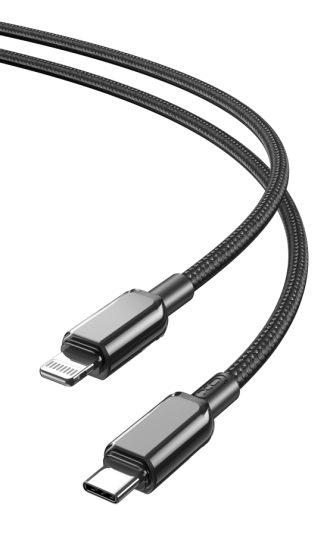 XO NB-Q250A Καλώδιο Φόρτισης & Μεταφοράς Δεδομένων Type-C σε Lightning 27W PD Μαύρο 1m