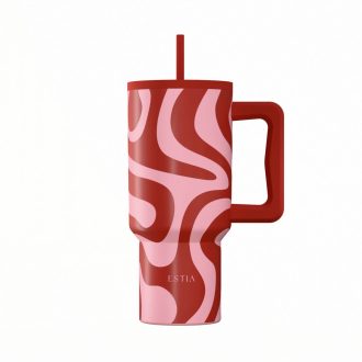 ESTIA ΘΕΡΜΟΣ STRAW TUMBLER XL SAVE THE AEGEAN 900ml CORAL WAVES