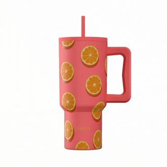 ESTIA ΘΕΡΜΟΣ STRAW TUMBLER XL SAVE THE AEGEAN 900ml ORANGE POP