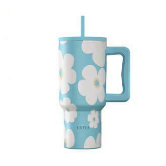 ESTIA ΘΕΡΜΟΣ STRAW TUMBLER XL SAVE THE AEGEAN 900ml BLUE DAISY