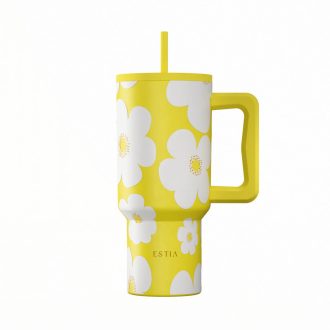 ESTIA ΘΕΡΜΟΣ STRAW TUMBLER XL SAVE THE AEGEAN 900ml YELLOW DAISY