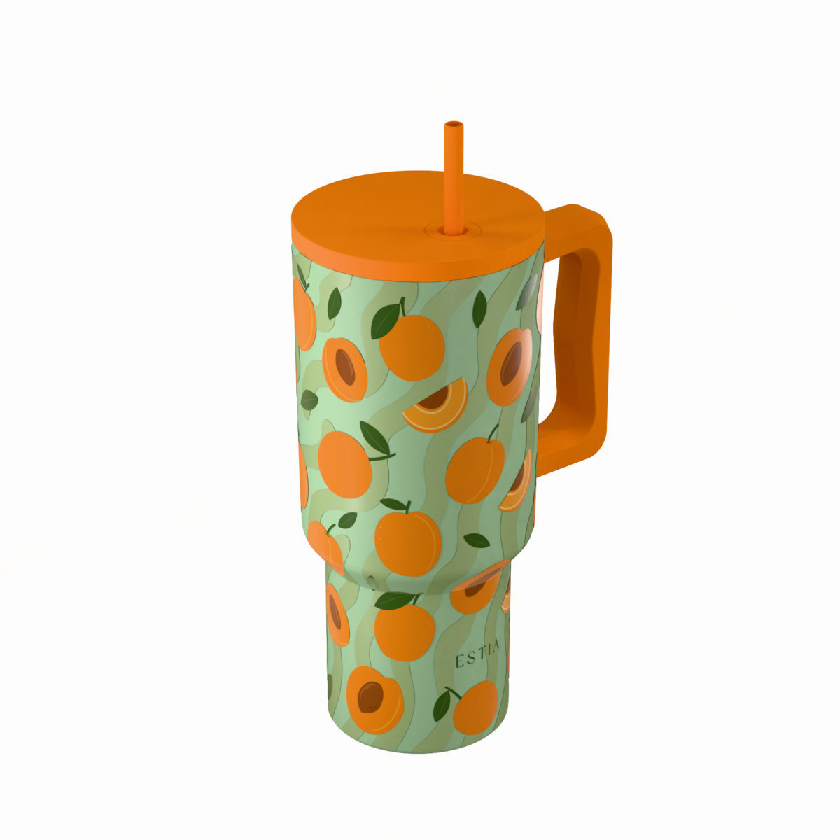 ESTIA ΘΕΡΜΟΣ STRAW TUMBLER XL SAVE THE AEGEAN 900ml PEACH GARDEN - Image 2