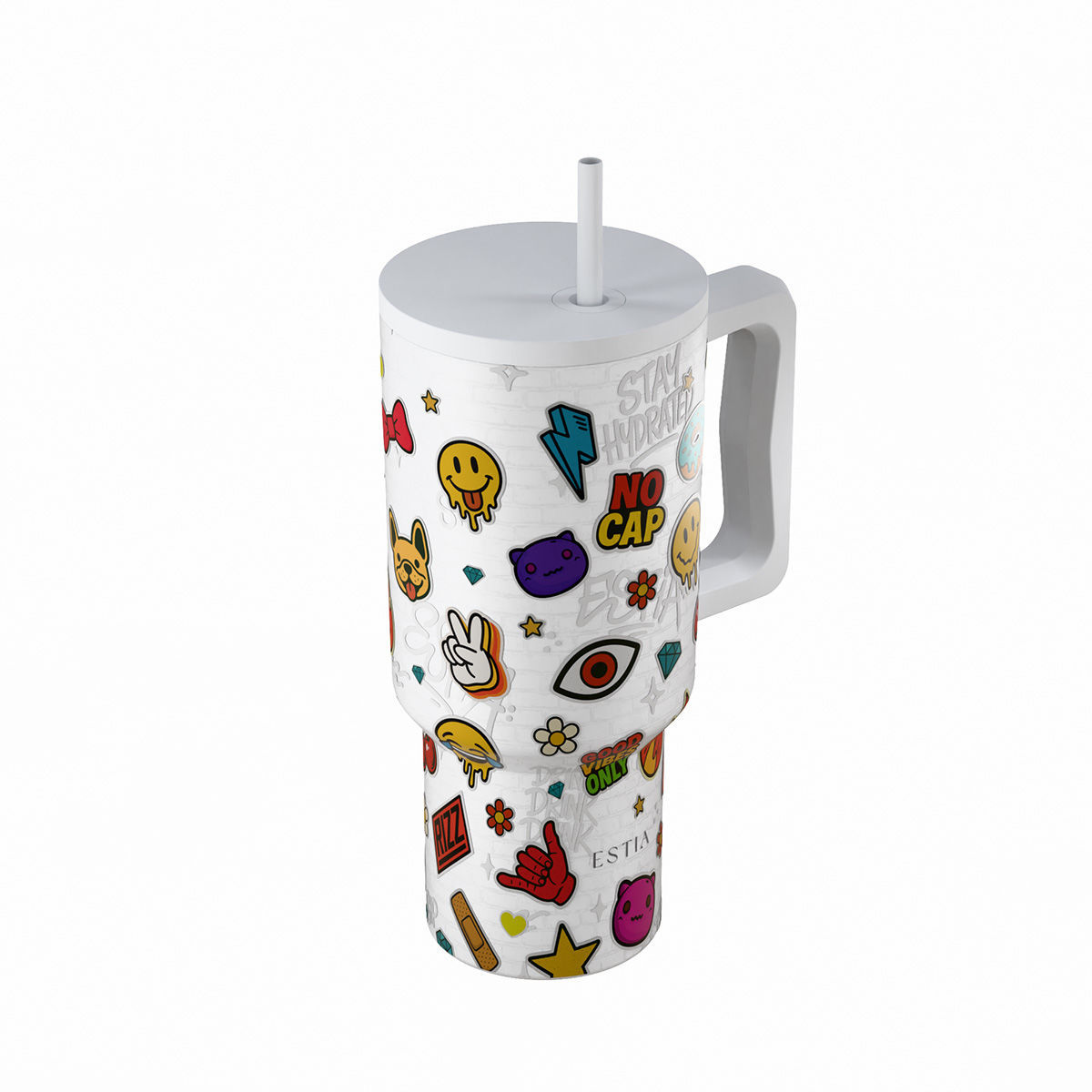 ESTIA ΘΕΡΜΟΣ STRAW TUMBLER XL SAVE THE AEGEAN 900ml URBAN VIBES - Image 2