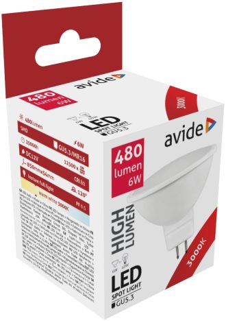 Avide LED Σπότ Αλουμίνιο + Πλαστικό 6W GU5.3 12V 120° Θερμό 3000K