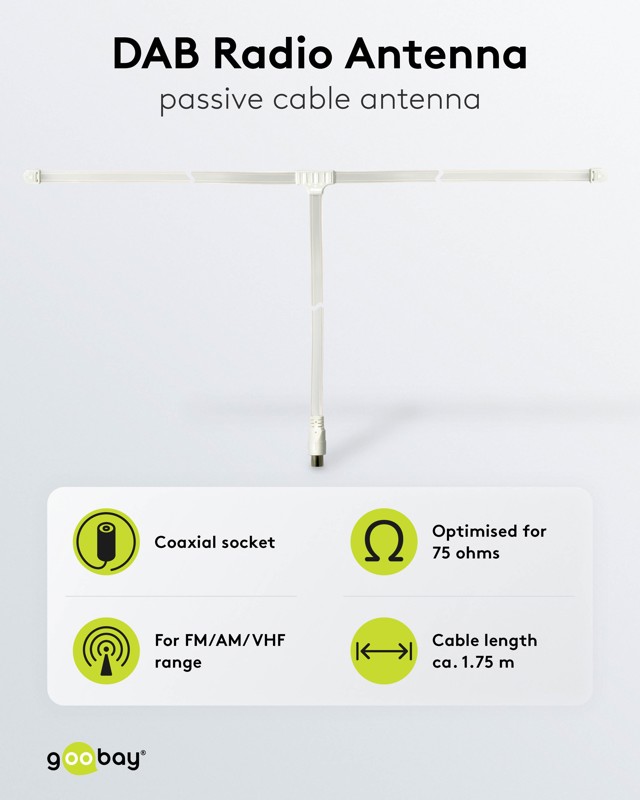 Goobay Κεραία Ραδιοφώνου για DAB/FM/AM 1.75m Λευκό - Image 6