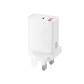 XO L163 Φορτιστής UK Ταχείας Φόρτισης 18W PD30W USB-A & Type-C
