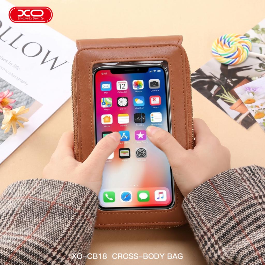 XO CB18 Τσάντα Χιαστί για Smartphones Καφέ - Image 5