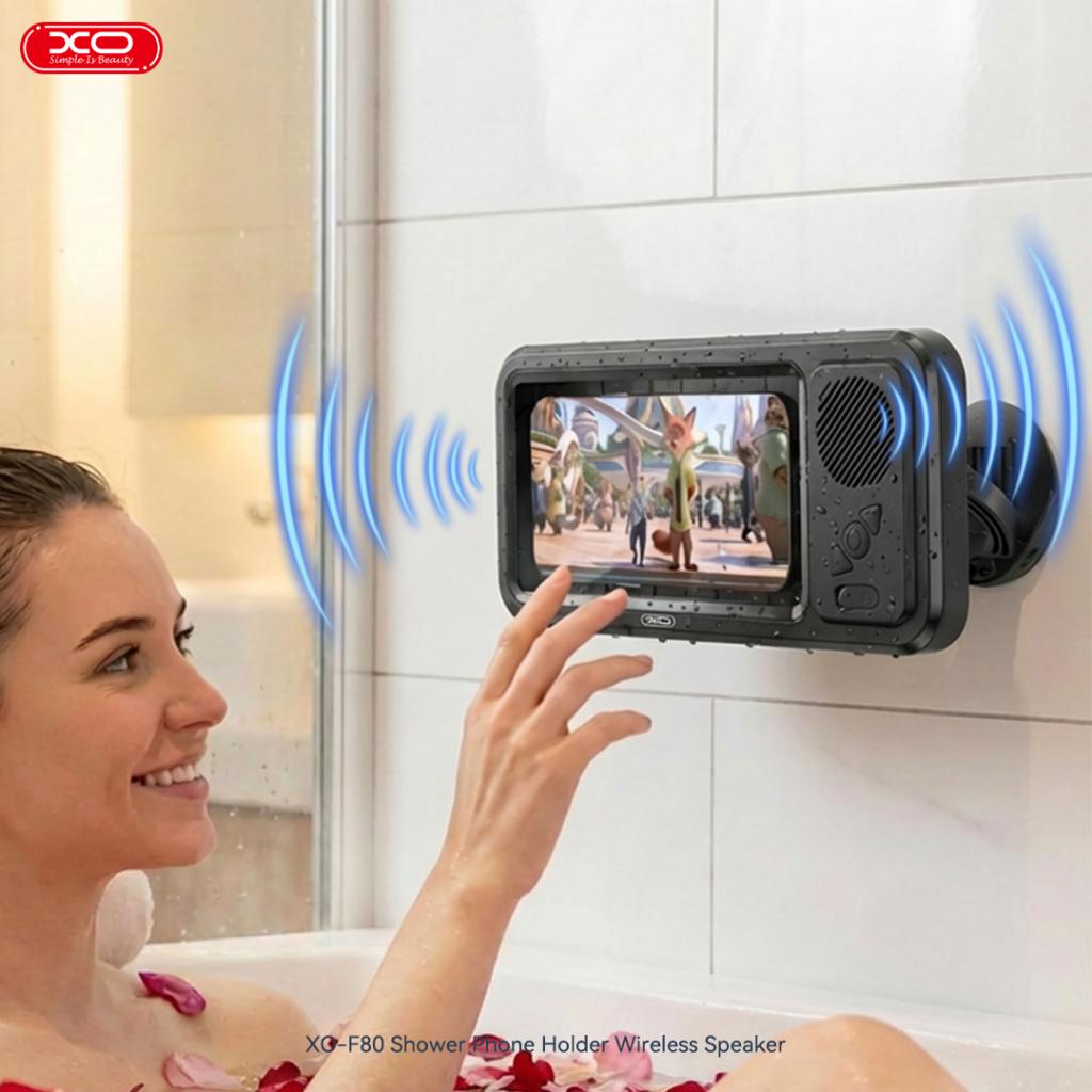 XO F80 Αδιάβροχη Βάση Κινητού Ντους με Ηχείο Bluetooth - Image 5