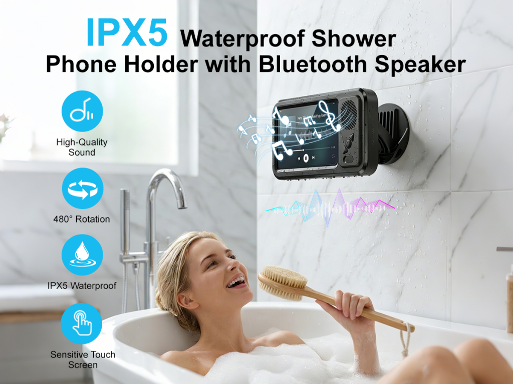 XO F80 Αδιάβροχη Βάση Κινητού Ντους με Ηχείο Bluetooth - Image 9