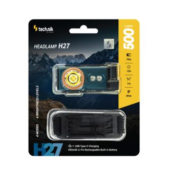 Technik H27 Επαναφορτιζόμενος Φακός Κεφαλής LED USB Type-C IPX4 500lm