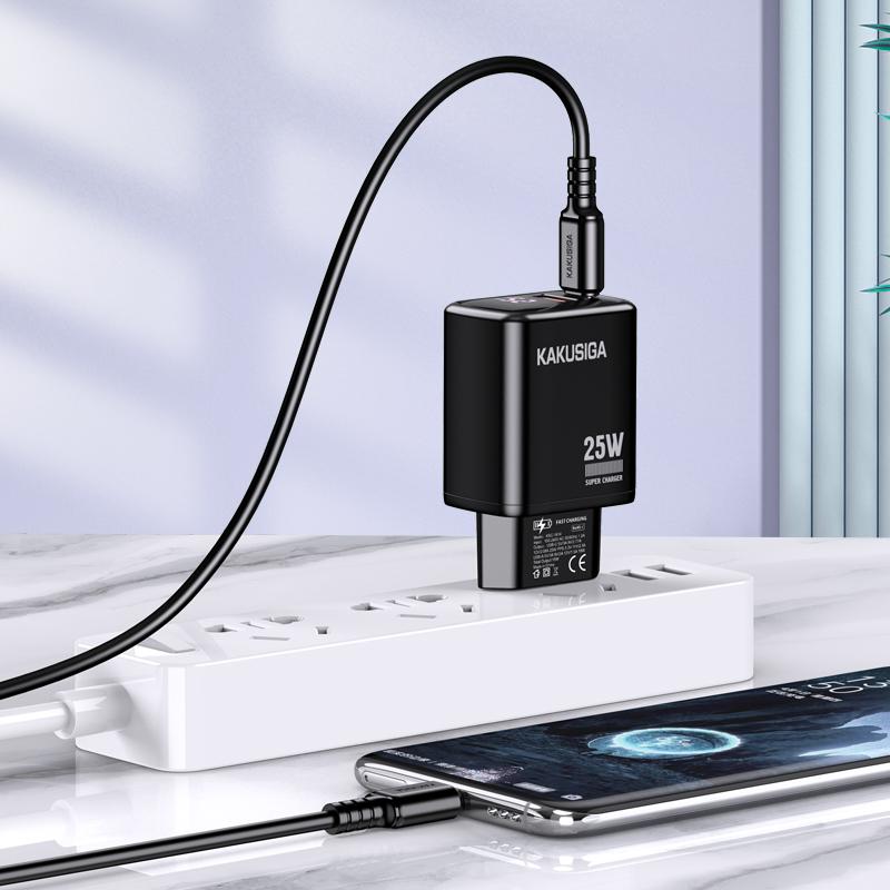 KSC-1614 ΜΑΥΡΟΣ ΔΙΠΛΟΣ ΦΟΡΤΙΣΤΗΣ USB 25W (με ένδειξη LED) fast charging - Image 2