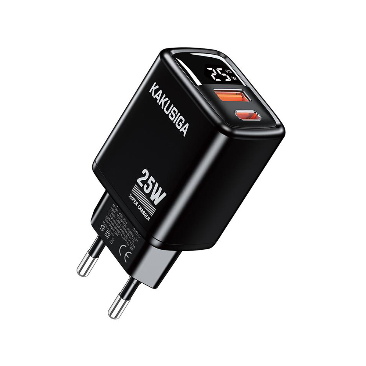 KSC-1614 ΜΑΥΡΟΣ ΔΙΠΛΟΣ ΦΟΡΤΙΣΤΗΣ USB 25W (με ένδειξη LED) fast charging
