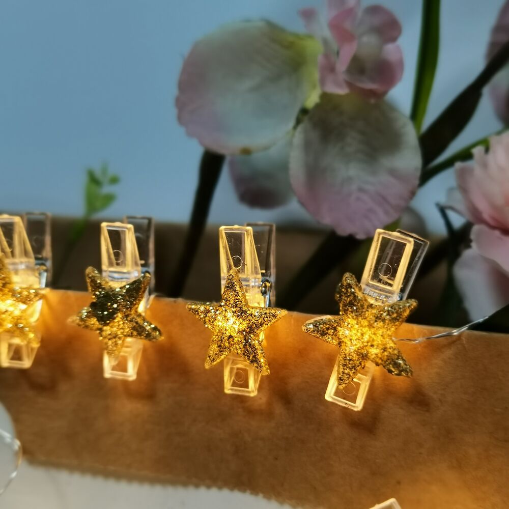 Διακοσμητική Χριστουγεννιάτικη Γιρλάντα LED Modee με Αστεράκια και Κλιπ, Μπαταρίας, 120cm, Θερμό Λευκό - Image 2
