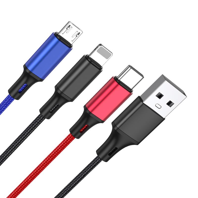 KSC-804/BLACK CHARGING DATA 3 ΣΕ 1 LIGHTNING/MICRO/TYPE C (1M) ΜΑΥΡΟ - Image 2
