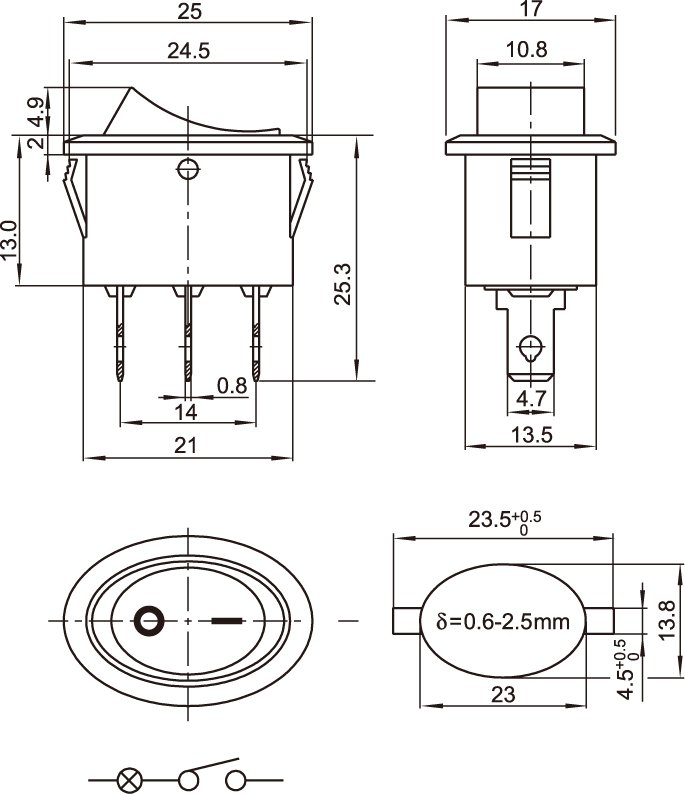 FL3-KCD1-101-9/R Διακόπτης rocker φωτιζόμενος - Image 2
