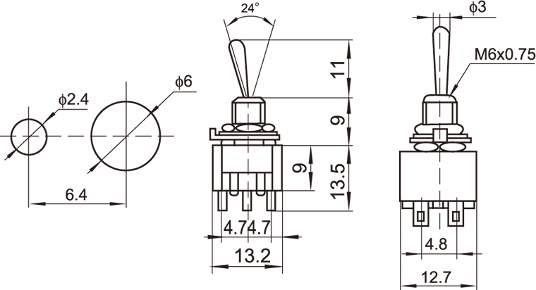 MTS-203 Διακόπτης mini ON-OFF-ON - Image 2