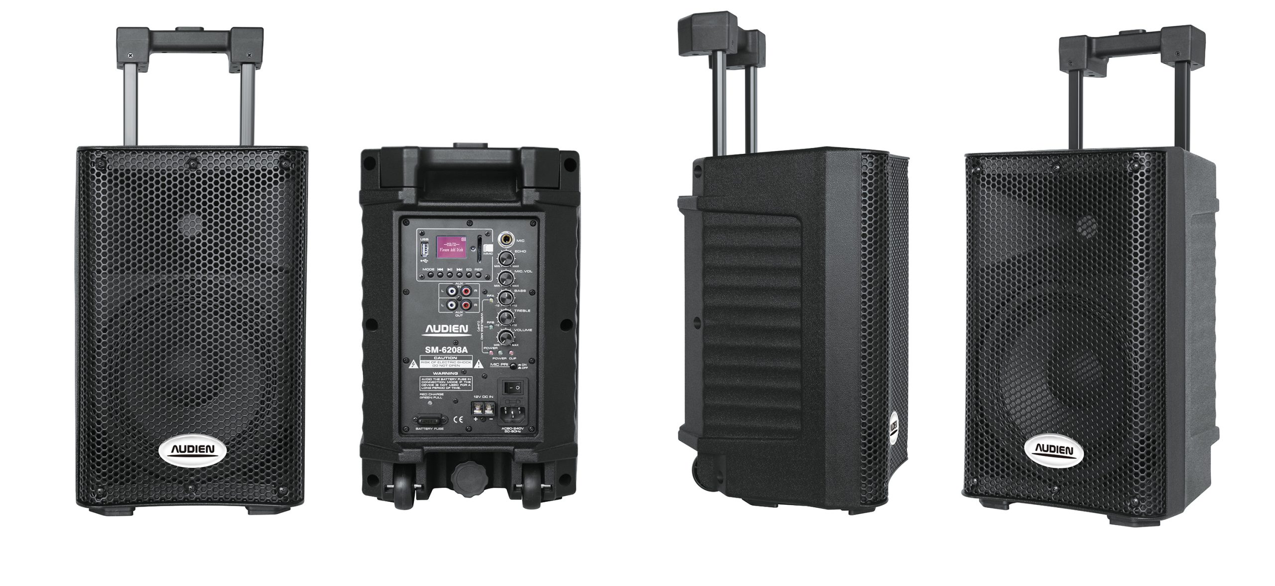 SM-6208Α Επαναφορτιζόμενο ενεργό ηχείο 8" με 2 ασύρματα μικρόφωνα - Image 3