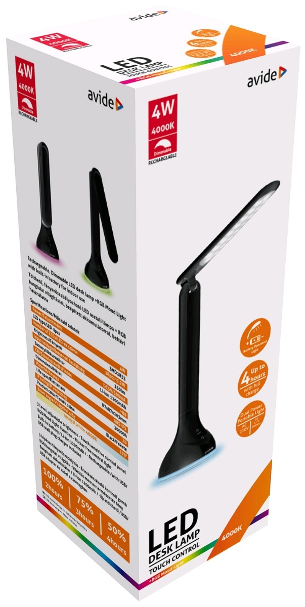 Avide LED Φωτιστικό Γραφείου RGB Mood Light Μαύρο 4W - Image 2