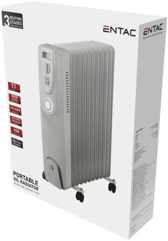 Entac Oil Heater 11 Fins 2500W White with Timer